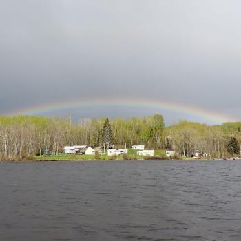 Moose Haven Lodge with rainbow