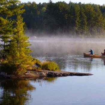 fishing from canoe with Quetico Outfitters