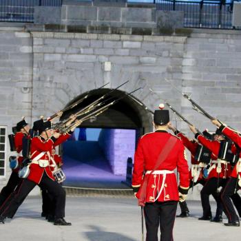 Acting out soldier routines at Fort Henry