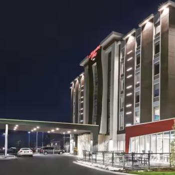 Hampton Inn by Hilton Peterborough exterior at night