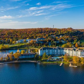 aerial view of deerhurst resort in autumn