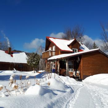 snow covered chalet