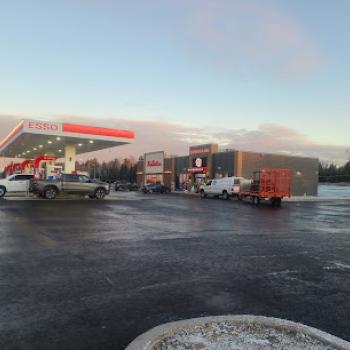 Gas station and entrance