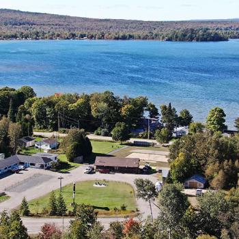 arial view of motel