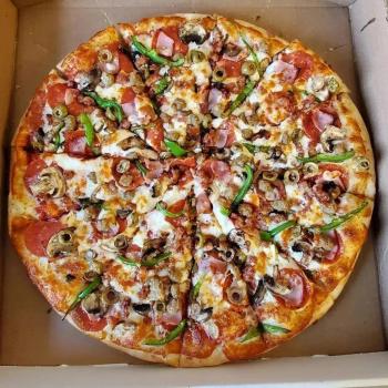 Pizza in a take-out box