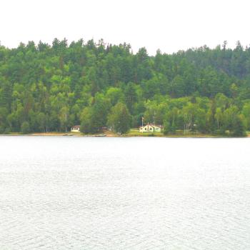 Lake view of lodge