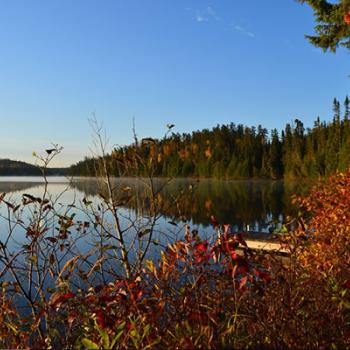 Looking out over a lake at campground