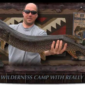 Logo and a man with his catch