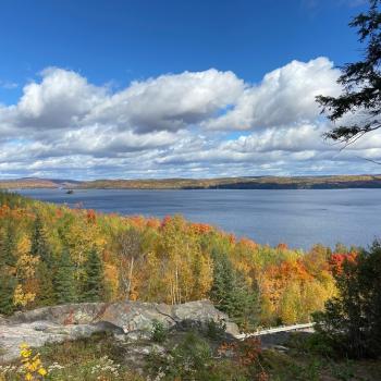 lookout over lake in autumn