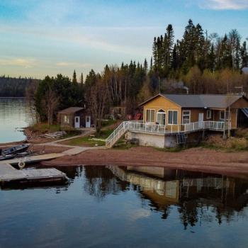 Lake view of lodge