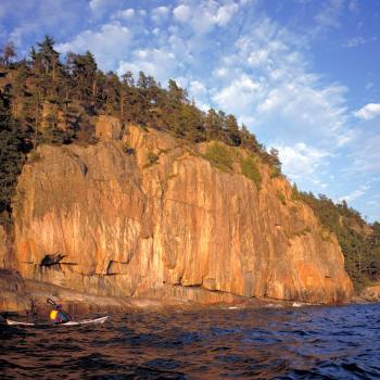 Agawa rock from water