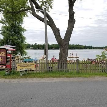 oak lake beach from the road