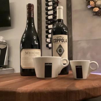 Bottles of wine and coffee