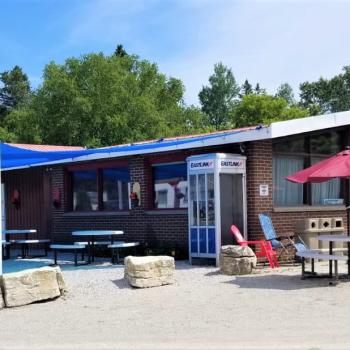 Exterior of motel and restaurant