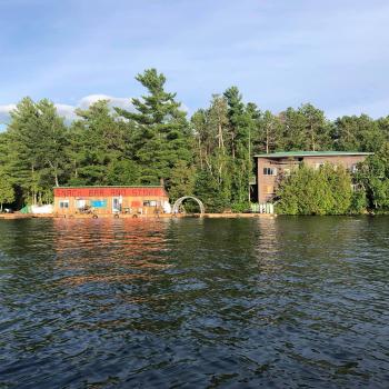 Lodge and snack bar from water