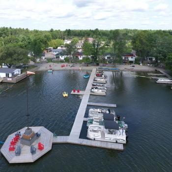 Arial view of marina and camp