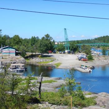 View of marina and bridge