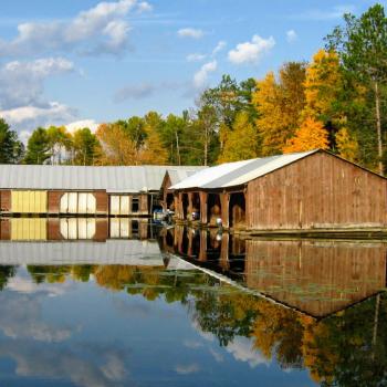 Boathouse on the water