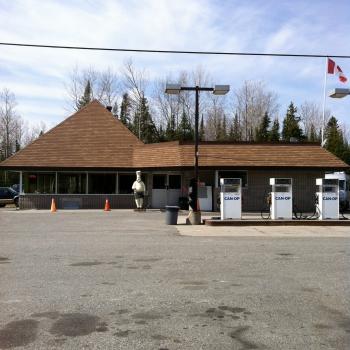 Exterior of gas station and restaurant