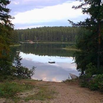 Lake and shoreline at campsite