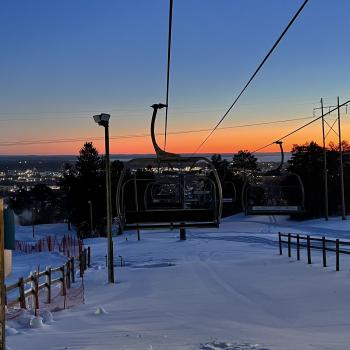 Ski lift at dusk