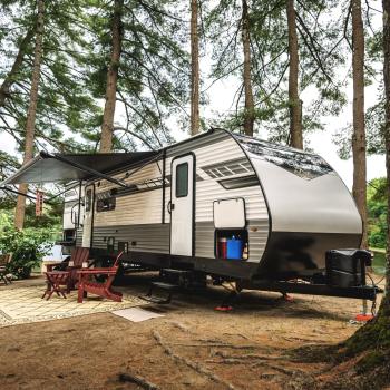 Trailer at a campsite