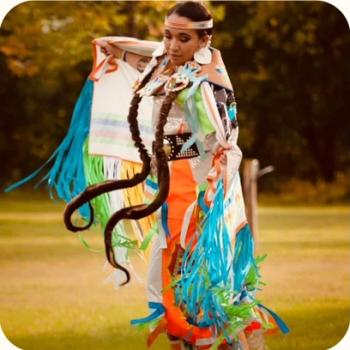 dancer at Hiawatha First Nation traditional powwow