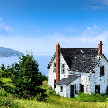 abandoned home overlooking Bras D'Or Lake
