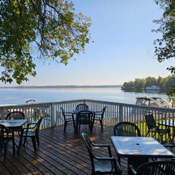 boat in patio at CCs on the Rideau Ontario