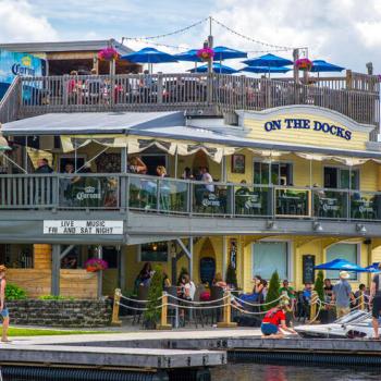 patio at On the Docks bar and restaurant Huntsville Ontario