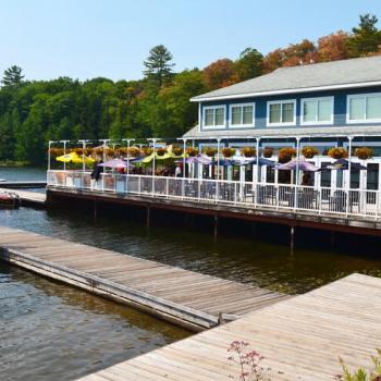 patio and dock at Turtle Jack's Port Carling Ontario