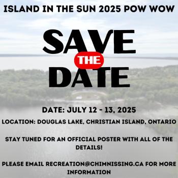 G’Chimnissing Islands in the Sun Pow Wow 2025 poster