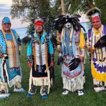 dancers at Gakijiwanong Anishinaabe Nation Pow Wow