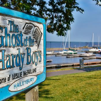 Sign by the water