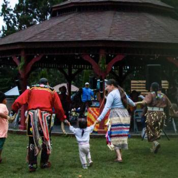 participants at Mississauga First Nation pow wow