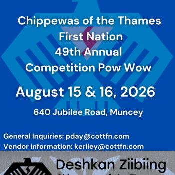save the date poster for Chippewas of the Thames First Nation 49th Annual Competition Pow Wow